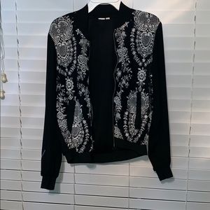 Super cute and comfy black and white bomber jacket